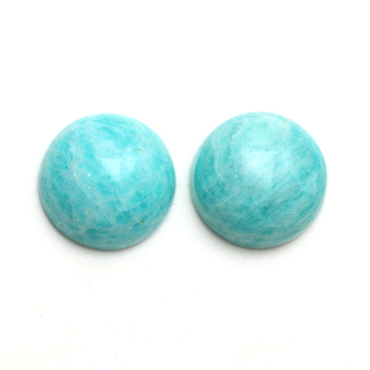 Natural Amazonite Smooth Round Cabochon Loose Gemstone, 20x20 mm, Amazonite , Pair ( 2 Pieces )
