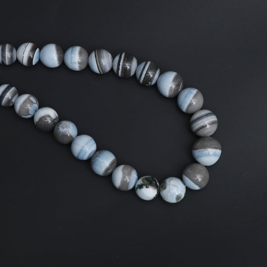 Natural Blue Opal Smooth Balls Beads, 10mm To 15mm, Blue Opal Jewelry Making Beads, 18 Inches, Price Per Strand