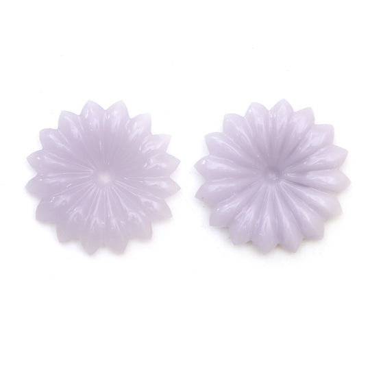 Natural Yttrium Fluorite Flower Carving Loose Gemstone, 32x32 mm, Yttrium Fluorite Jewelry Making Gemstone, Set of 2 Pieces