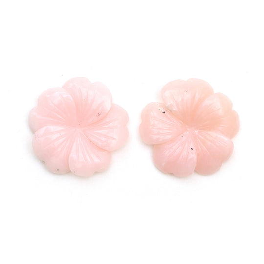 ピンクオパール フラワー カービング ルース ジェムストーン、21x21.5 mm、ピンクオパール ジュエリーメイキング ジェムストーン、ペア (2 個)