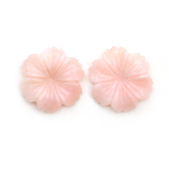 ピンクオパール フラワー カービング ルース ジェムストーン、20.5x22 mm、ピンクオパール ジュエリーメイキング ジェムストーン、ペア (2 個)