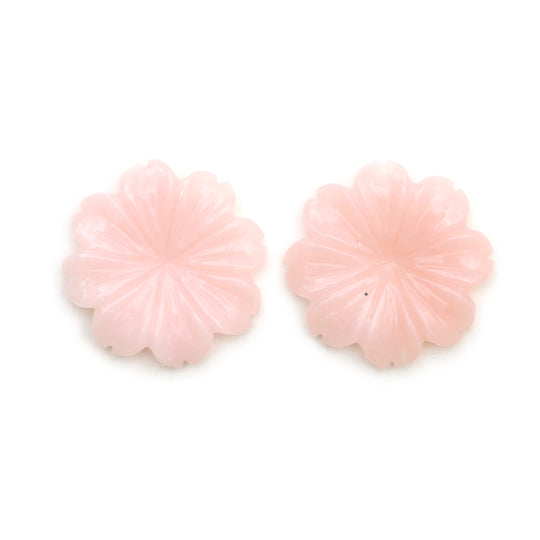 ピンクオパール フラワー カービング ルース ジェムストーン、21.5x22 mm、ピンクオパール ジュエリーメイキング ジェムストーン、ペア (2 個)