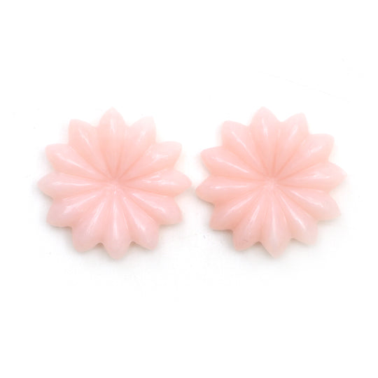 ピンクオパール フラワー カービング ルース ジェムストーン、21.5x22 mm、ピンクオパール ジュエリーメイキング ジェムストーン、ペア (2 個)
