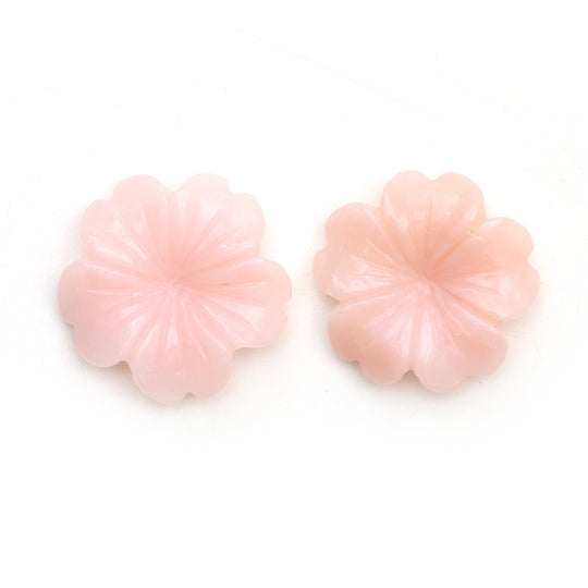 ピンクオパール フラワー カービング ルース ジェムストーン、21x21.5 mm、ピンクオパール ジュエリーメイキング ジェムストーン、ペア (2 個)