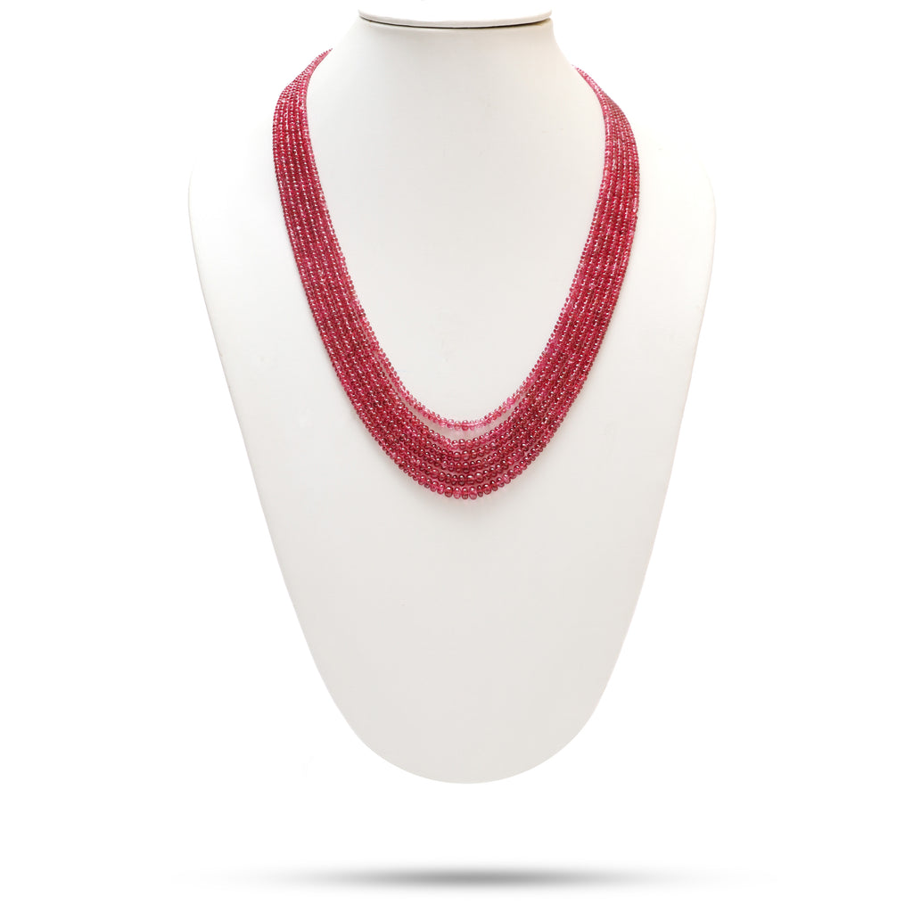 Natural Red Spinel Smooth Rondelle Beaded Necklace, 3 mm to 5 mm, Red Spinel Beads, Inner 19 Inches to Outer 22 Inches, Price Per Necklace - National Facets, Gemstone Manufacturer, Natural Gemstones, Gemstone Beads, Gemstone Carvings