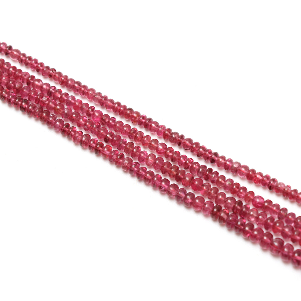 Natural Red Spinel Smooth Rondelle Beaded Necklace, 3 mm to 5 mm, Red Spinel Beads, Inner 19 Inches to Outer 22 Inches, Price Per Necklace - National Facets, Gemstone Manufacturer, Natural Gemstones, Gemstone Beads, Gemstone Carvings