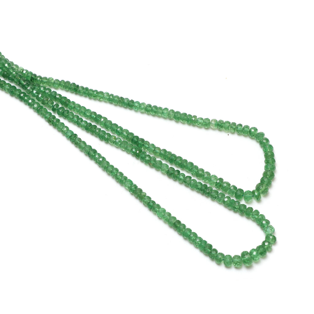 Natural Tsavorite Faceted Rondelle Beaded Necklace, 3 mm to 5 mm, Tsavorite Rondelle, Inner 18 Inches to Outer 22 Inches, Price Per Necklace - National Facets, Gemstone Manufacturer, Natural Gemstones, Gemstone Beads, Gemstone Carvings