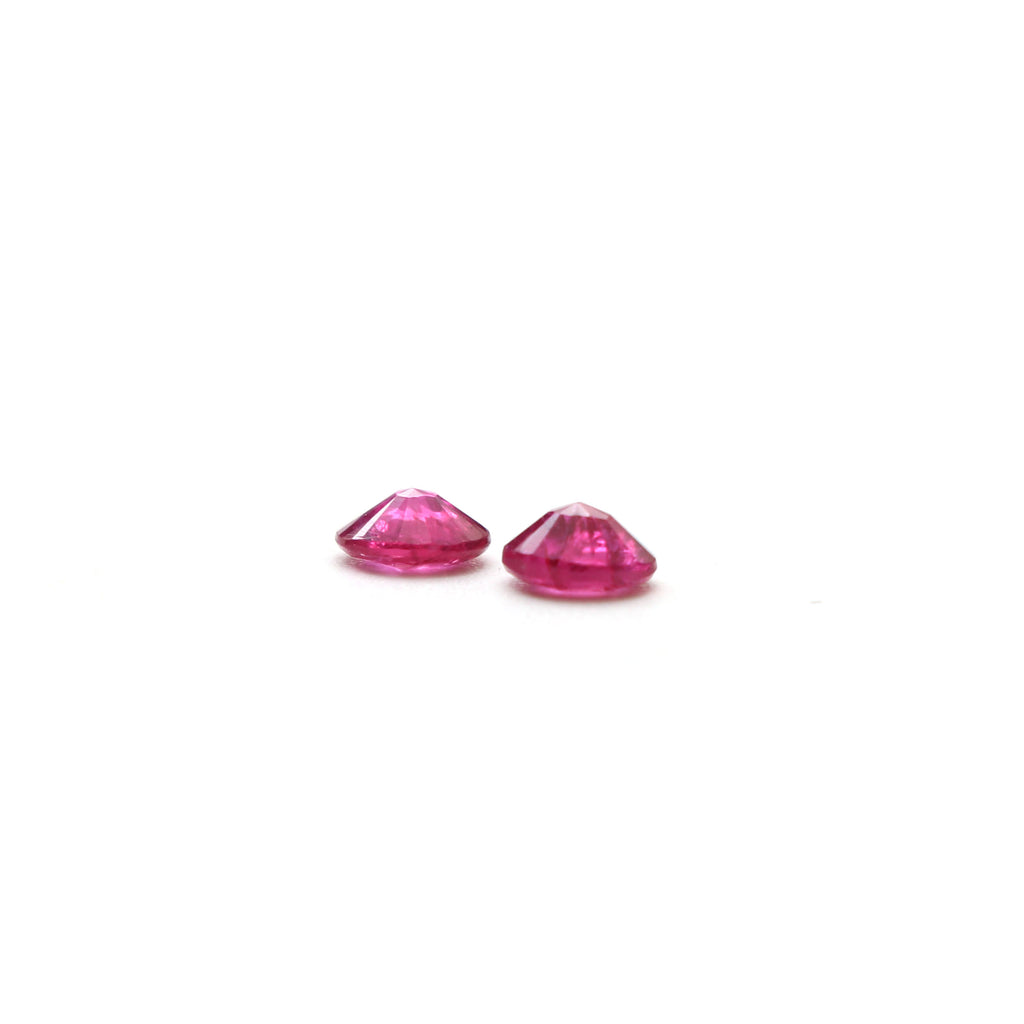 Natural Ruby Faceted Round Loose Gemstone, 5 mm, Ruby Round, Ruby Jewelry Making Gemstone, Pair (2 Pieces) - National Facets, Gemstone Manufacturer, Natural Gemstones, Gemstone Beads