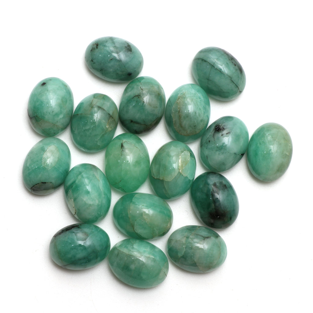 Natural Emerald Cabochon Oval , Loose Gemstone, 12x16mm, Emerald Smooth Gemstone, Set Of 17 Pcs - National Facets, Gemstone Manufacturer, Natural Gemstones, Gemstone Beads