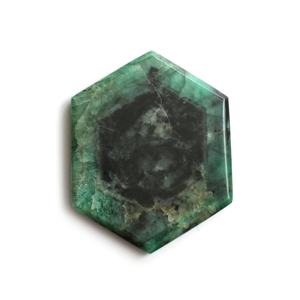 Natural Emerald Both Side Flat Hexagon, Loose Gemstone, 57x72mm, Emerald Smooth Gemstone, Price Per Pieces - National Facets, Gemstone Manufacturer, Natural Gemstones, Gemstone Beads