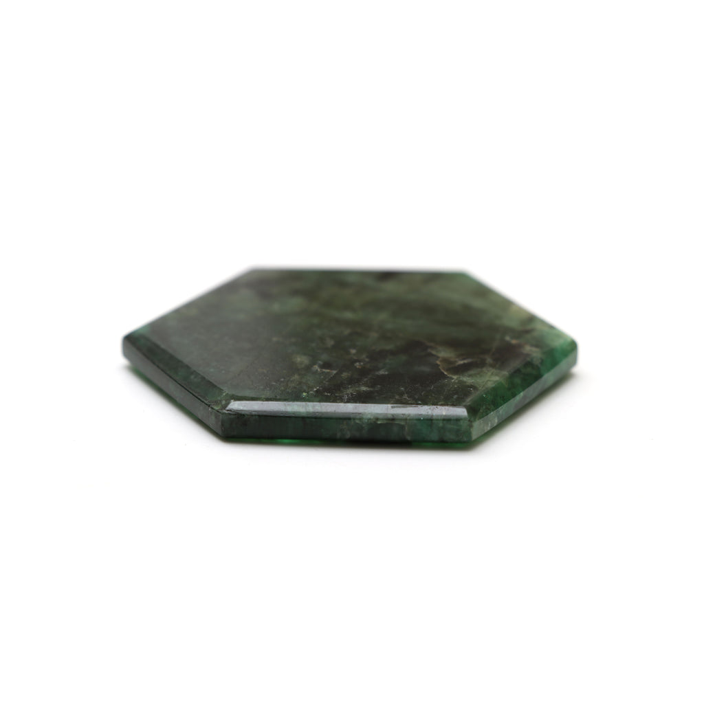 Natural Emerald Both Side Flat Hexagon, Loose Gemstone, 62x54mm, Emerald Smooth Gemstone, Price Per Pieces - National Facets, Gemstone Manufacturer, Natural Gemstones, Gemstone Beads