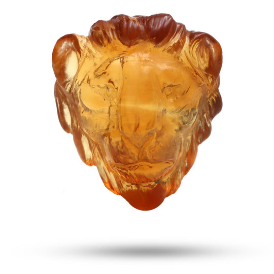 Citrine Lion Carving Loose Gemstone, 20.5x24 mm, Citrine Jewelry Making Gemstone, 1 Piece