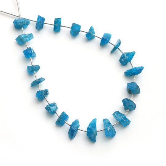 Neon Apatite Organic Rough Beads, 5.5x8 mm to 6x14.5 mm, Neon Apatite Jewelry Making Beads, 8 Inches Full Strand, Price Per Strand