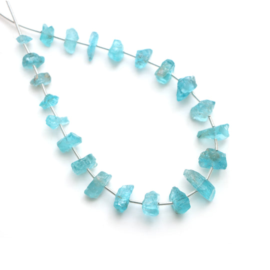 Sky Apatite Organic Rough Beads, 6x6.5 mm to 9x14.5 mm, Sky Apatite Jewelry Making Beads, 8 Inches Full Strand, Price Per Strand