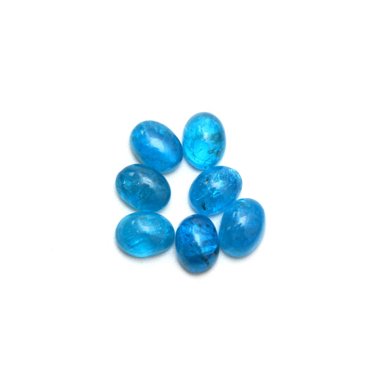 Natural Neon Apatite Smooth Oval Loose Gemstone, 6x8 mm, Neon Apatite Jewelry Handmade , Set of 7 Pieces