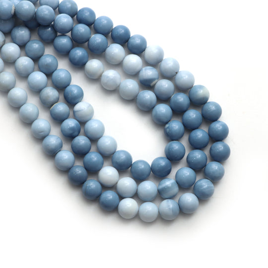 Blue Opal Smooth Round Beads, 6.5 mm, Blue Opal Jewelry Making Beads, 18 Inches Full Strand, Price Per Strand
