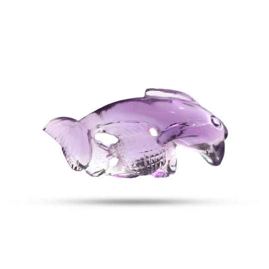Natural Amethyst Dolphin Carving Loose Gemstone, 16x34 mm, Amethyst Jewelry Making Gemstone, Dolphin Carving, 1 Piece