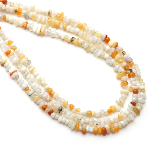 Mexican Fire Opal Smooth Nuggets Beads, 2x3 mm to 3x5.5 mm, Opal Jewelry Making Beads, 18 Inches Full Strand, Price Per Strand