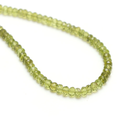 Peridot Faceted Rondelle Beads, 4 mm, Peridot Beads, August Birthstone, 12 Inches Full Strand, Price Per Strand
