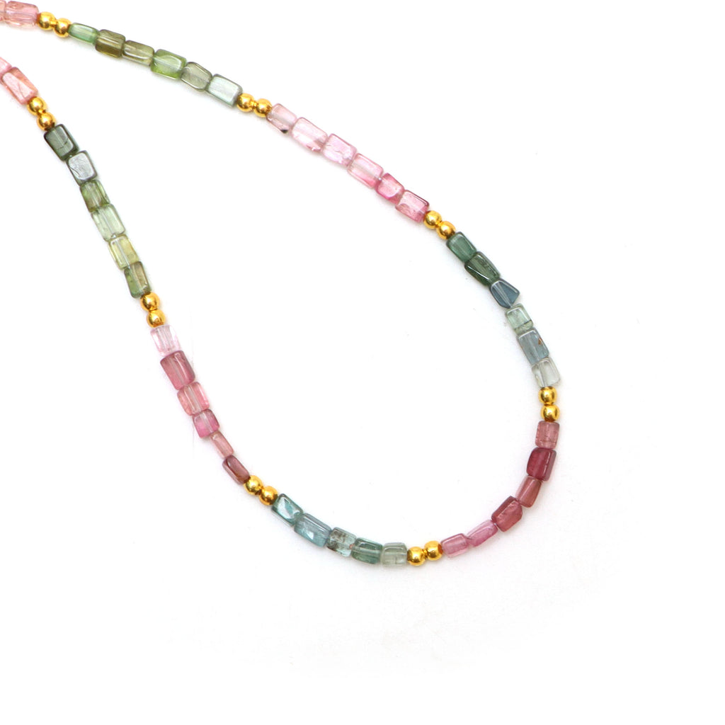 Multi Tourmaline Faceted Cylinder Beads