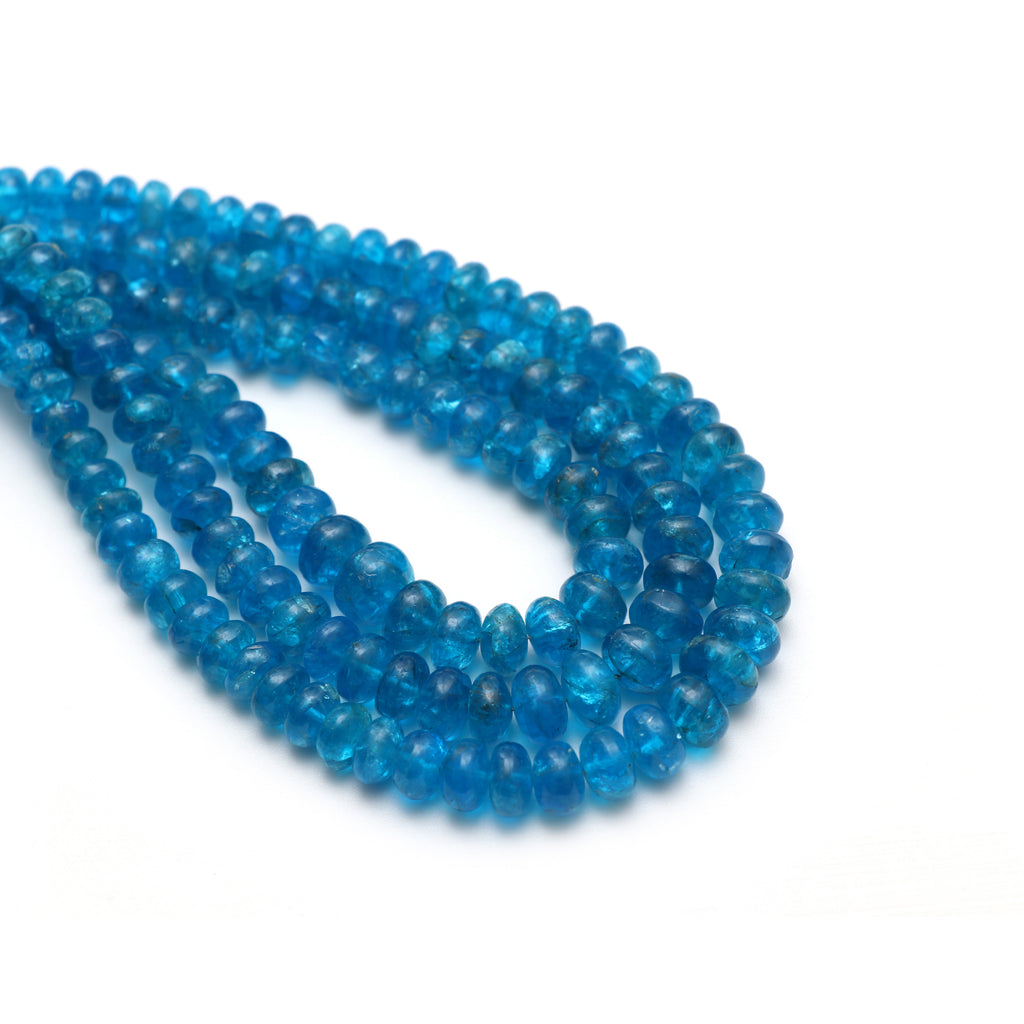 Natural Neon Apatite Smooth Rondelle Beads, 5 mm to 8.5 mm, Neon Apatite Jewelry Handmade Gift for Women, 18 Inches, Price Per Strand - National Facets, Gemstone Manufacturer, Natural Gemstones, Gemstone Beads, Gemstone Carvings