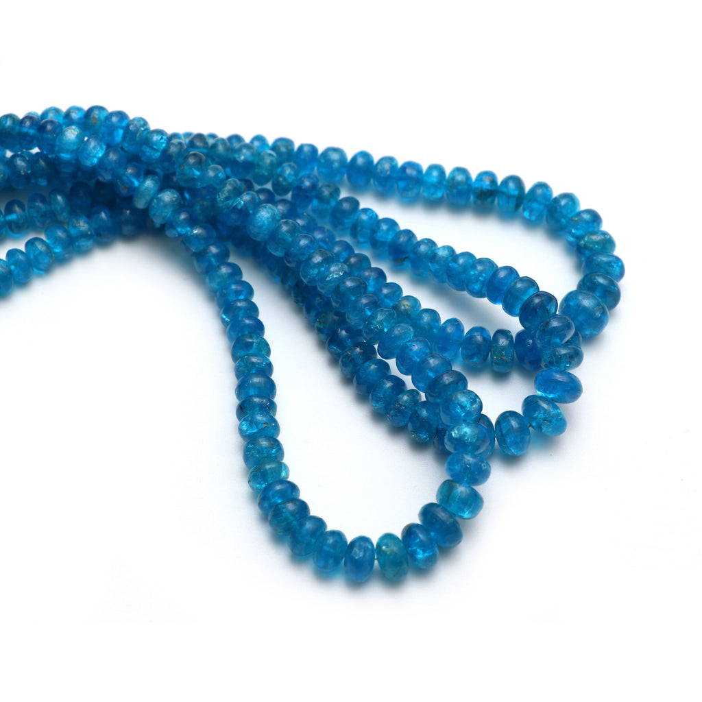 Natural Neon Apatite Smooth Rondelle Beads, 5 mm to 8.5 mm, Neon Apatite Jewelry Handmade Gift for Women, 18 Inches, Price Per Strand - National Facets, Gemstone Manufacturer, Natural Gemstones, Gemstone Beads, Gemstone Carvings