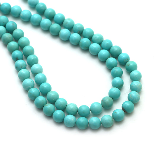 Natural Turquoise Smooth Round Balls Beads, 7mm, Turquoise Jewelry Handmade ,  28 Inches Full Strand, Price Per Strand