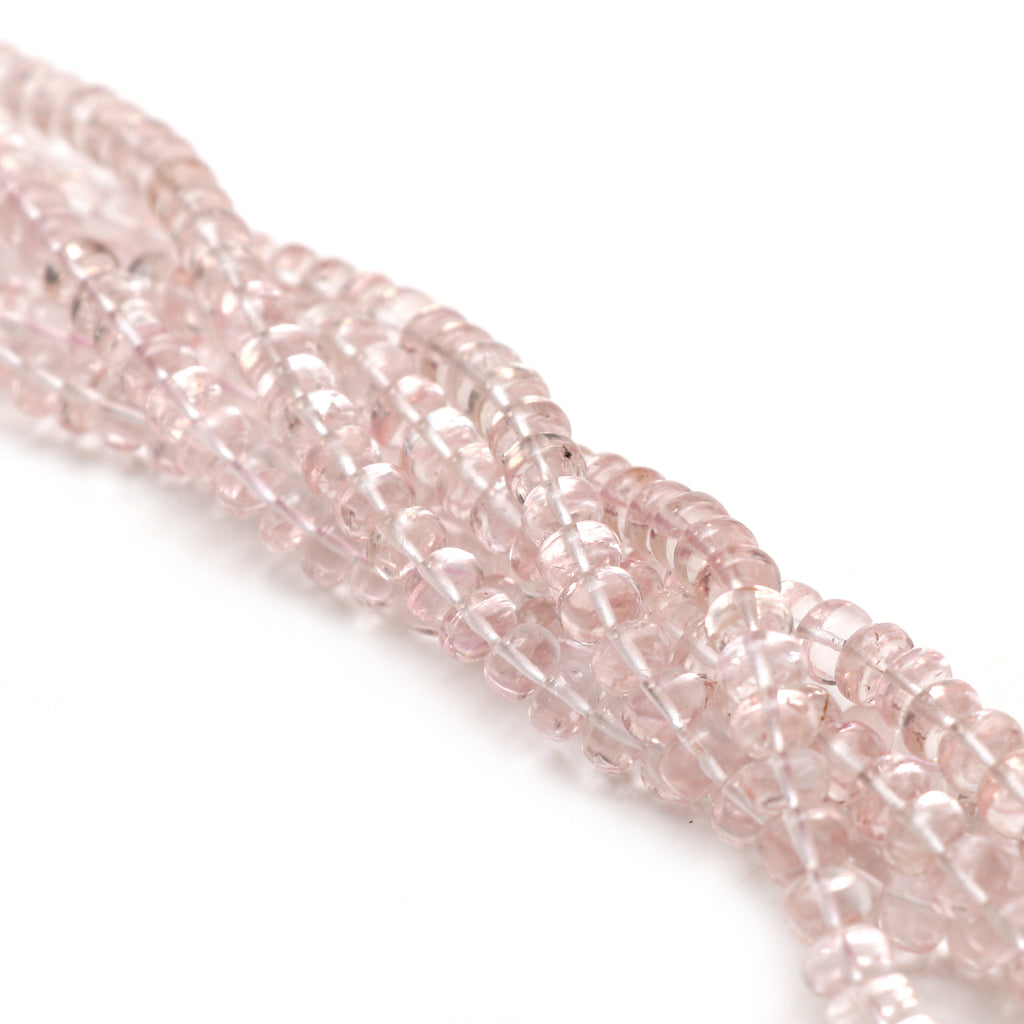 Morganite Smooth Rondelle Beads, 6 mm to 8 mm, Morganite Jewelry Handmade Gift for Women, 18 Inches Full Strand, Price Per Strand - National Facets, Gemstone Manufacturer, Natural Gemstones, Gemstone Beads, Gemstone Carvings