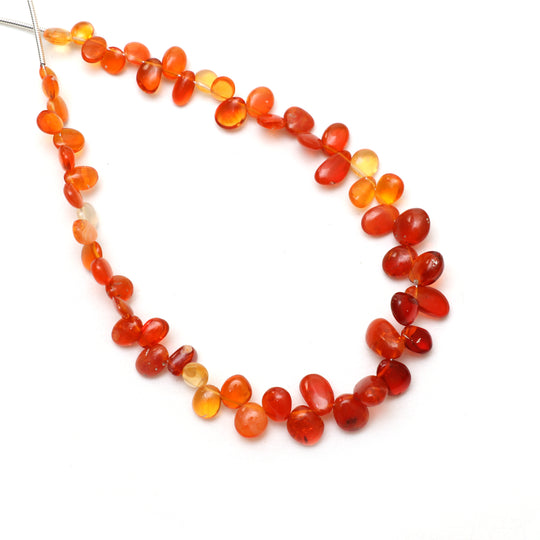 Mexican Fire Opal Smooth Oval Beads, 4x5.5 mm to 6.5x10.5 mm, Fire Opal Jewelry Making Beads, 9 Inches strand, Price Per Strand