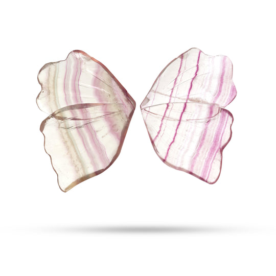 Natural Pink Fluorite Wings Carving Loose Gemstone, 27x40 mm, Fluorite Carving, Fluorite Wings Jewelry Making Gemstone, Pair ( 2 Pieces )