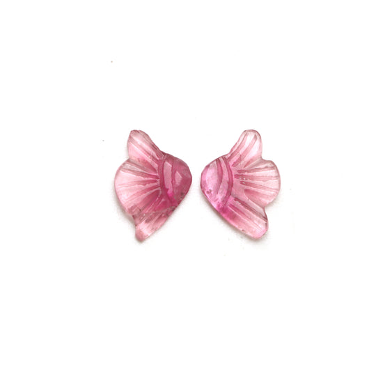 Natural Tourmaline Wings Carving Loose Gemstone, 11x15 mm, Tourmaline Jewelry Making Gemstone, Pair ( 2 Pieces )