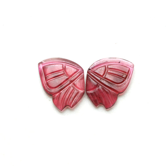 Natural Tourmaline Wings Carving Loose Gemstone, 10x13 mm, Tourmaline Jewelry Making Gemstone, Pair ( 2 Pieces )