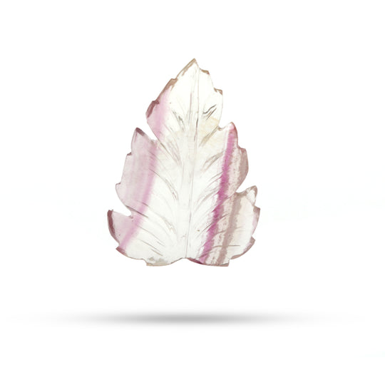 Natural Pink Fluorite Leaf Carving Loose Gemstone, 25.5x35.5 mm, Fluorite Carving, Fluorite Leaf Jewelry Making Gemstone, 1 Piece