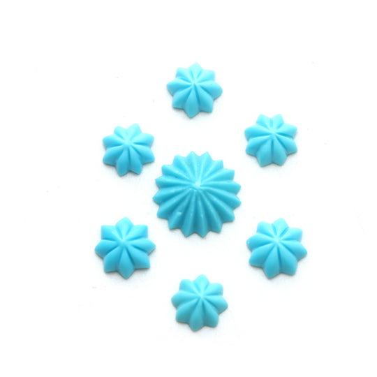 Natural Turquoise Round Carving Loose Gemstone, 8x8 mm to 13.5x14 mm, Turquoise Jewelry Making Gemstone, Set of 7 Pieces