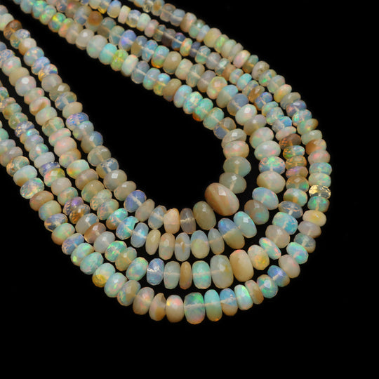 Ethiopian Opal Faceted Rondelle Beads, 4 mm To 7 mm, Ethiopian Opal Beads, Opal Gemstone, 18 Inches Full Strand, Price Per Strand