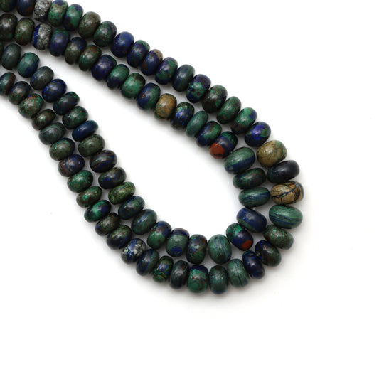 6 mm To 10 mm Natural Azurite Smooth Rondelle Shape Beads