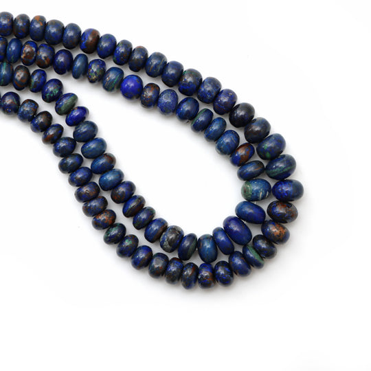 5.5 mm To 11 mm Azurite Smooth Rondelle Shape Beads