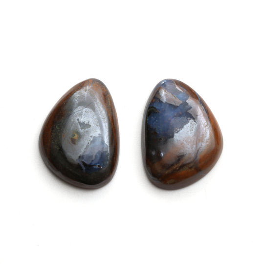 Natural Boulder Opal Smooth Organic Shape Loose Gemstone - 17.5x24.5 mm - Boulder Opal Jewelry Making Gemstone, Pair