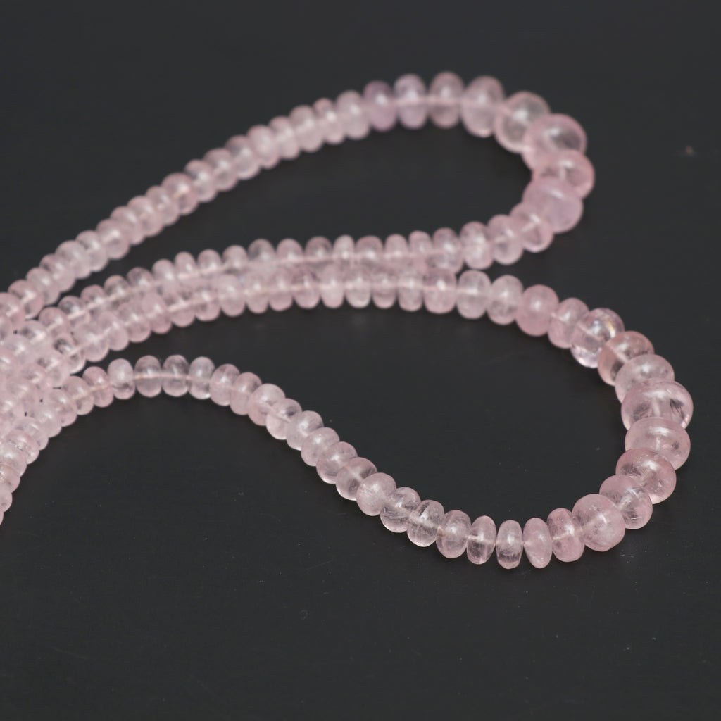 Morganite Smooth Rondelle Beads, 4 mm to 10.5 mm, Morganite Jewelry Handmade Gift for Women, 18 Inch Full Strand, Price Per Strand - National Facets, Gemstone Manufacturer, Natural Gemstones, Gemstone Beads, Gemstone Carvings