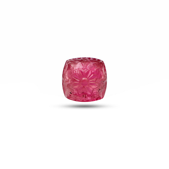 Natural Tourmaline Cushion Carving Loose Gemstone, 15.5x15.5 mm, Tourmaline Jewelry Making Gemstone, 1 Piece