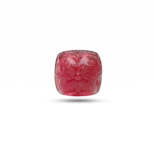 Natural Tourmaline Cushion Carving Loose Gemstone, 22.5x23 mm, Tourmaline Jewelry Making Gemstone, 1 Piece