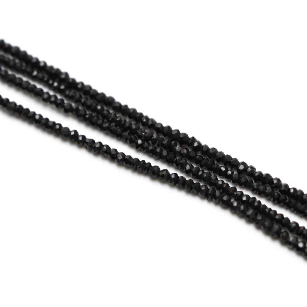 Natural Black Spinel Faceted Rondelle Beads, 2.5 mm, Black Spinel Jewelry Handmade Gift For Women, 13 Inches Full Strand, Price Per Strand - National Facets, Gemstone Manufacturer, Natural Gemstones, Gemstone Beads, Gemstone Carvings
