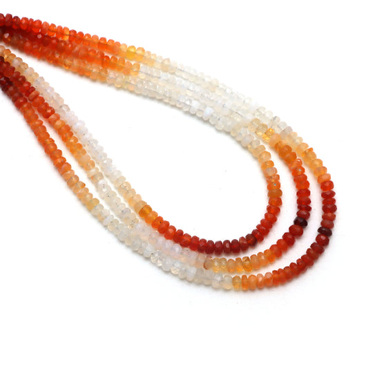 Fire Opal Faceted Rondelle Beads, 3 mm to 4 mm, Fire Opal Jewelry Making Beads, 18 Inches Full Strand, Price Per Strand
