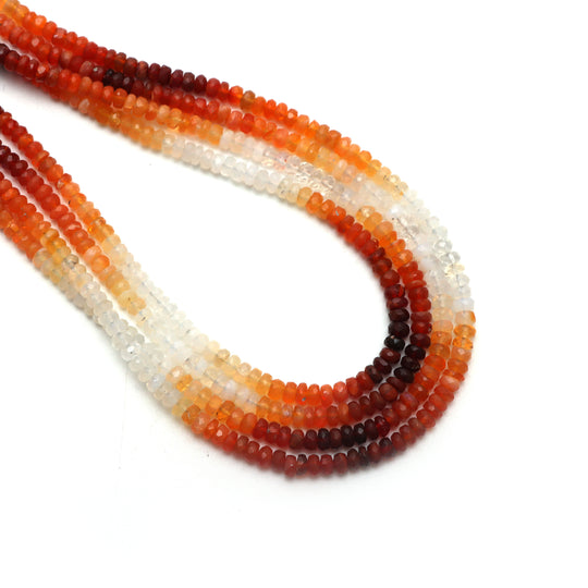 Fire Opal Faceted Rondelle Beads, 4 mm, Fire Opal Jewelry Making Beads, 18 Inches Full Strand, Price Per Strand