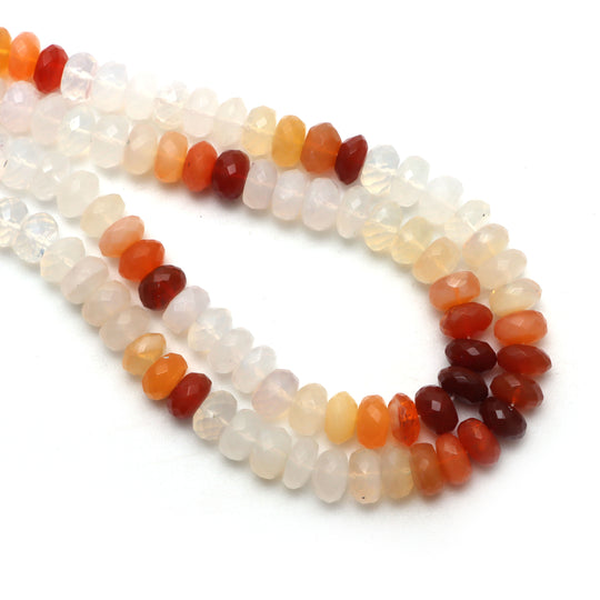 Fire Opal Faceted Rondelle Beads, 8 mm, Fire Opal Jewelry Making Beads, 16 Inches Full Strand, Price Per Strand