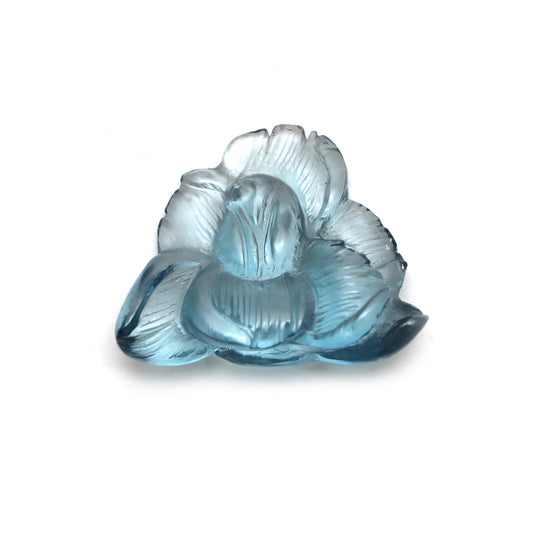 London Blue Topaz Flower Carving Loose Gemstone, 17x21 mm, Blue Topaz Jewelry Making Gemstone, 1 Piece