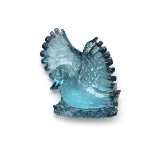 London Blue Topaz Swan Carving Loose Gemstone, 18x21 mm, Blue Topaz Jewelry Making Gemstone, 1 Piece