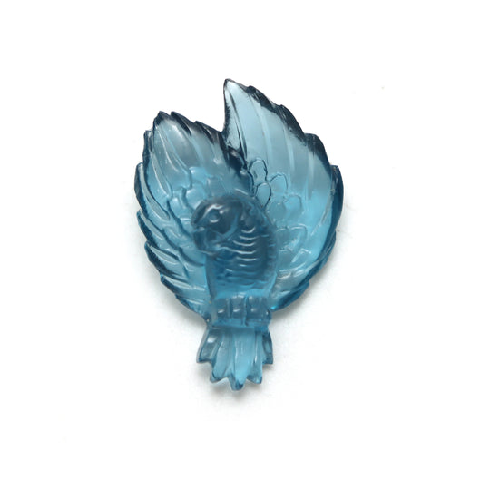 London Blue Topaz Parrot Carving Loose Gemstone, 15x23 mm, Blue Topaz Jewelry Making Gemstone, 1 Piece
