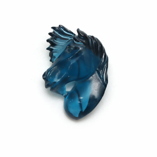 London Blue Topaz Horse Carving Loose Gemstone, 18x25 mm, Blue Topaz Jewelry Making Gemstone, 1 Piece