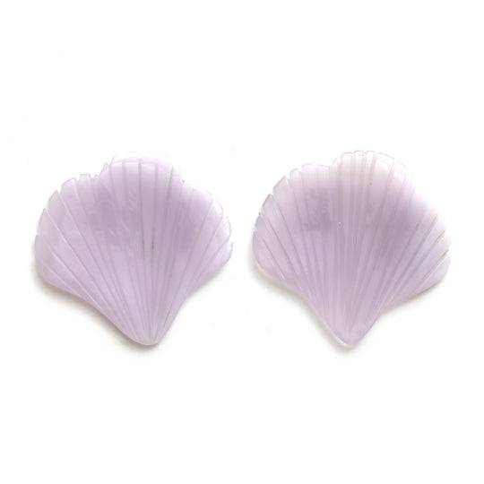 Natural Yttrium Fluorite Leaf Carving Loose Gemstone, 31x31 mm, Yttrium Fluorite Carving Jewelry Making Gemstone, Pair of ( 2 Piece )